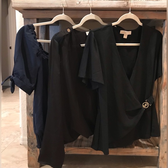 MICHAEL Michael Kors Tops - *Michael Kors* Neutral Tops Bundle of 3: Blue (M) & X2 Black (L)